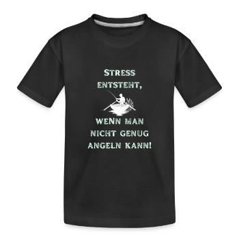 Angeln Stress Angler - Kinder Premium Bio T-Shirt - Schwarz - Vorne