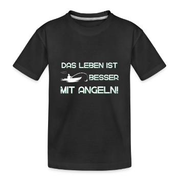 Angeln Leben Angler - Kinder Premium Bio T-Shirt - Schwarz - Vorne