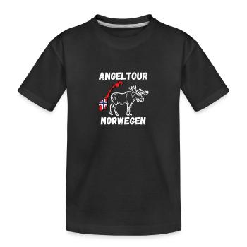 Angeln Norwegen Angel - Kinder Premium Bio T-Shirt - Schwarz - Vorne