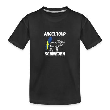 Angeln Schweden Angel - Kinder Premium Bio T-Shirt - Schwarz - Vorne