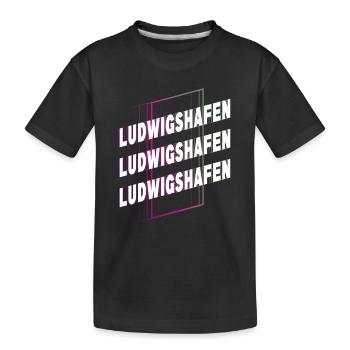 Ludwigshafen Germany City Font Skyline - Kids' Premium Organic T-Shirt - black - Front