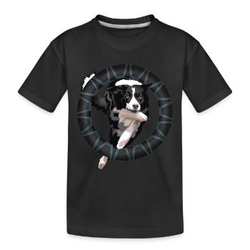 Border Collie auf dem Reifen - Kinder Premium Bio T-Shirt - Schwarz - Vorne