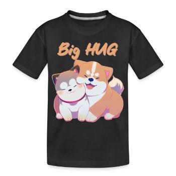 2 Shiba Süßer Hund Entzückender Kawaii Animiertes Japan - Kinder Premium Bio T-Shirt - Schwarz - Vorne