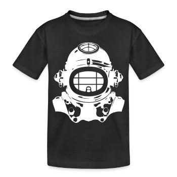 Taucherhelm Tauchen Apnoe Vintage - Kinder Premium Bio T-Shirt - Schwarz - Vorne