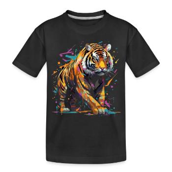 Wütender Tiger. Wut im Graffiti-Stil. - Kinder Premium Bio T-Shirt - Schwarz - Vorne