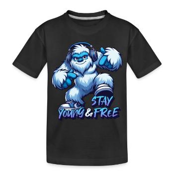 Stay young and free - Yeti urban design - Kids' Premium Organic T-Shirt - black - Front