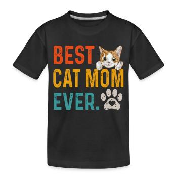 Jahrgang Beste Katzenmutter aller Zeiten, Katzenmutter Geschenk - Kinder Premium Bio T-Shirt - Schwarz - Vorne