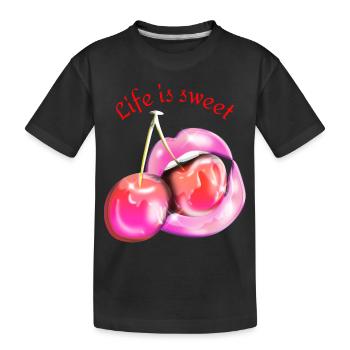 Life is Sweet - Kids' Premium Organic T-Shirt - black - Front