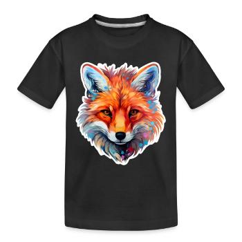 Fuchskopf farbig - Kinder Premium Bio T-Shirt - Schwarz - Vorne