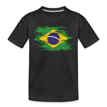 Brazil flag used - Kids' Premium Organic T-Shirt - black - Front