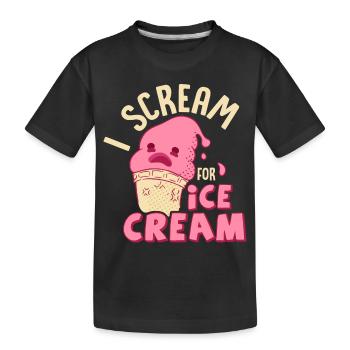 I Scream For Ice Cream Cone Scoop Summer - Kids' Premium Organic T-Shirt - black - Front