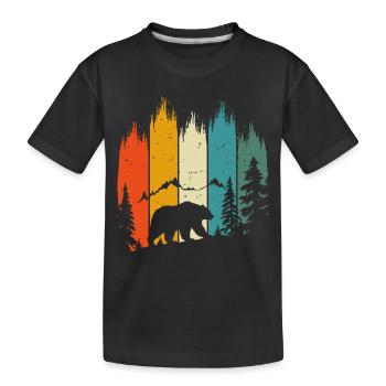 Tierwelt, Bär, Natur, Outdoor, Berge, Wald - Kinder Premium Bio T-Shirt - Schwarz - Vorne