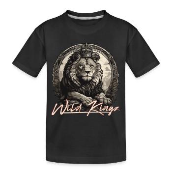 Löwe - Kinder Premium Bio T-Shirt - Schwarz - Vorne