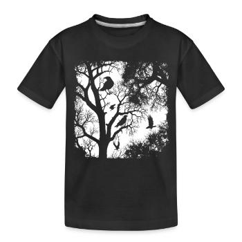 Crow Raven Dark Forest , Goth Graphic - Kids' Premium Organic T-Shirt - black - Front