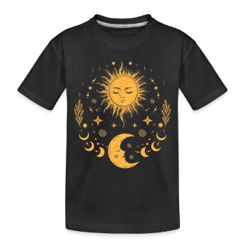 Vintage Sun Moon & Stars, Celestial Boho - Kids' Premium Organic T-Shirt - black - Front