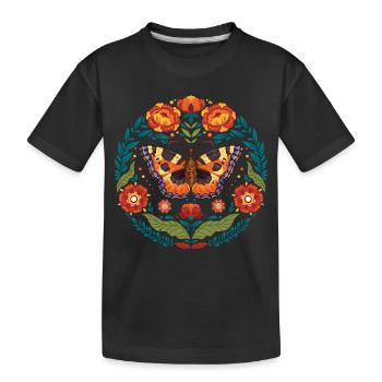 Scandinavian Folk Art Moth, Celestial Luna - Kids' Premium Organic T-Shirt - black - Front