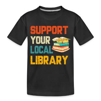 Unterstützung Bibliothek, Bibliotheksliebhaber - Kinder Premium Bio T-Shirt - Schwarz - Vorne