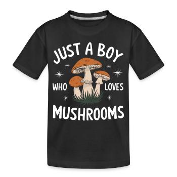 Pilz Pilze Funghi Champignon - Kinder Premium Bio T-Shirt - Schwarz - Vorne
