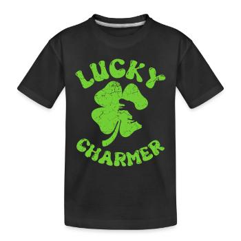Lucky charmer shamrock for St Patricks day kids - Kids' Premium Organic T-Shirt - black - Front