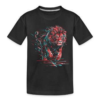 Lion Neon Lion Head Colorful Predator Animal Wild - Kids' Premium Organic T-Shirt - black - Front