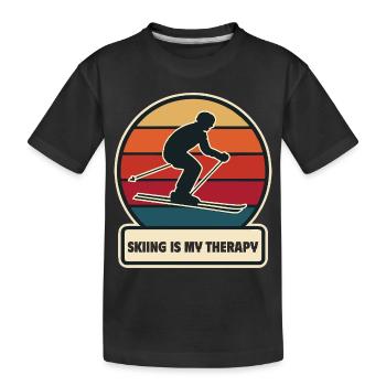 Le ski est ma chemise de thérapie - T-shirt bio Premium Enfant - noir - Devant
