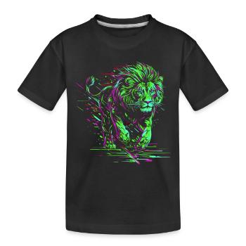 Lion Running Lion Head Colorful Predator Animal Wild - Kids' Premium Organic T-Shirt - black - Front