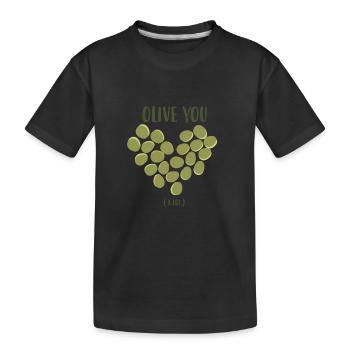 Olive coeur amour plante cadeau idée olivier - T-shirt bio Premium Enfant - noir - Devant