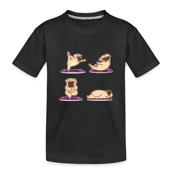 Mops Yoga | Namaste Hund Workout Pilates Geschenke - Kinder Premium Bio T-Shirt - Schwarz - Vorne