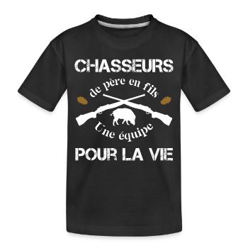 t-shirt chasseurs de père en fils - T-shirt bio Premium Enfant - noir - Devant