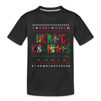 Justice League Heroic Holidays Weihnachtspulli - Kinder Premium Bio T-Shirt - Schwarz - Vorne