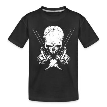 Crâne - Tatouage - Tatoueur - Machine à tatouer - T-shirt bio Premium Enfant - noir - Devant