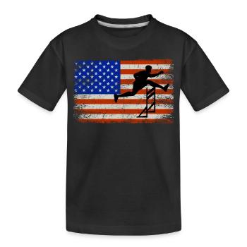 American Flag Hurdles Hurdling Hurdler Patriotic - Kids' Premium Organic T-Shirt - black - Front