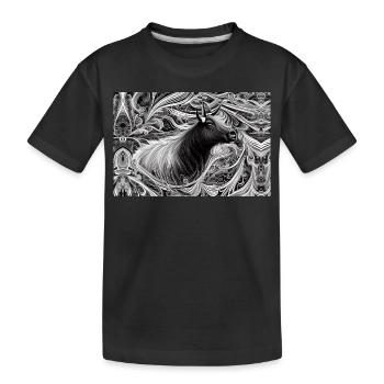 Abstrakter Camargue-Bulle - Kinder Premium Bio T-Shirt - Schwarz - Vorne