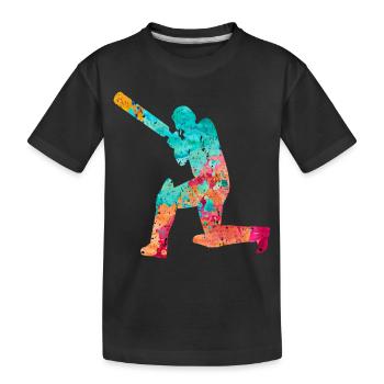 Cricket-Spieler in Popart - Kinder Premium Bio T-Shirt - Schwarz - Vorne