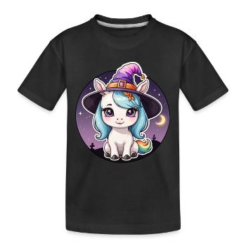 Halloween - Chapeau magique mignon Licorne fille - T-shirt bio Premium Enfant - noir - Devant
