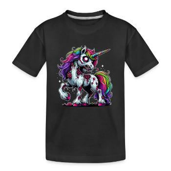Halloween Einhorn Zombie Fantasie Halloweenkostüm - Kinder Premium Bio T-Shirt - Schwarz - Vorne