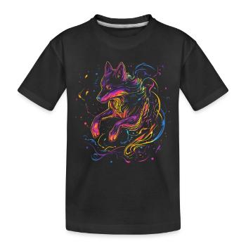 Loup Tête de loup Loups Meute de loups Nature Néon coloré - T-shirt bio Premium Enfant - noir - Devant