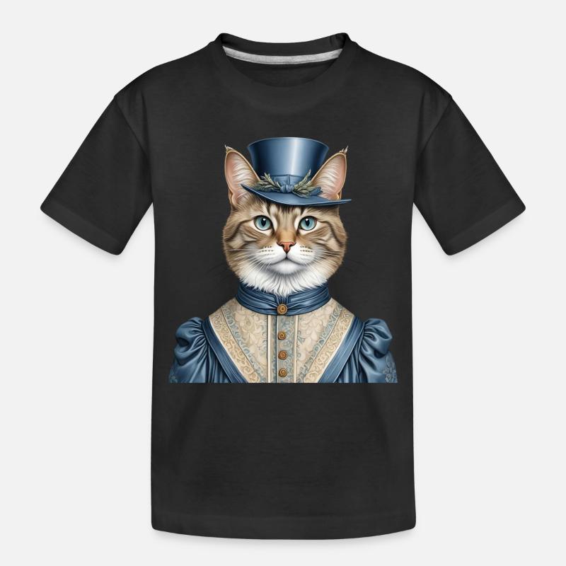 Frau Katze - Kinder Premium Bio T-Shirt - Schwarz