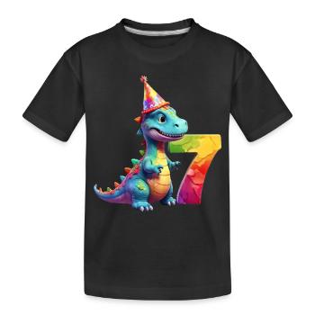 DINO 7 JAHRE DINOSAURIER 7. GEBURTSTAG - Kinder Premium Bio T-Shirt - Schwarz - Vorne