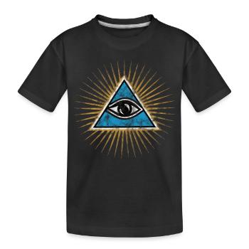 All-Seeing Eye, Triangle, Pyramid, Vintage, God - Kids' Premium Organic T-Shirt - black - Front