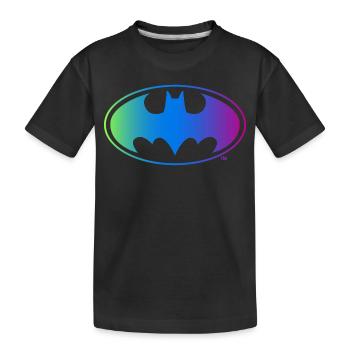 Batman Neon Logo bunt - Kinder Premium Bio T-Shirt - Schwarz - Vorne