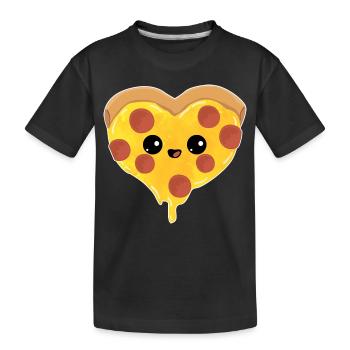 Pizza Herz - Salami Liebe Geschenk Muttertag Kind - Kinder Premium Bio T-Shirt - Schwarz - Vorne