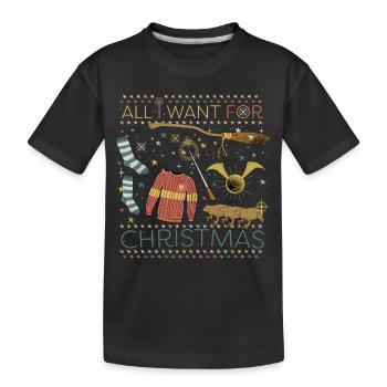 Harry Potter All I Want For Christmas Ugly Xmas - Kinder Premium Bio T-Shirt - Schwarz - Vorne