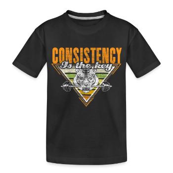 Krafttraining Gewichtheben Muskeln - Kinder Premium Bio T-Shirt - Schwarz - Vorne