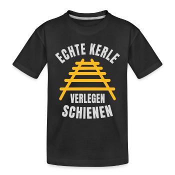 Echte Kerle verlegen Schienen Gleise - Kinder Premium Bio T-Shirt - Schwarz - Vorne