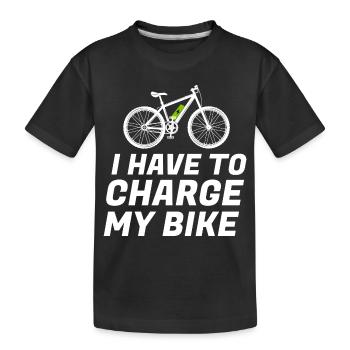 Ich muss mein Fahrrad aufladen E-Bike Elektro-Moun - Kinder Premium Bio T-Shirt - Schwarz - Vorne