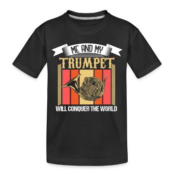 Trompette Instrument de musique Brass Band Idée cadeau - T-shirt bio Premium Enfant - noir - Devant