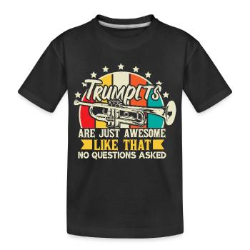 Trompete Trompetenspieler - Kinder Premium Bio T-Shirt - Schwarz - Vorne