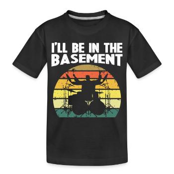 Funny Drummer Art For Men Women Drum Set Drumming - Kids' Premium Organic T-Shirt - black - Front