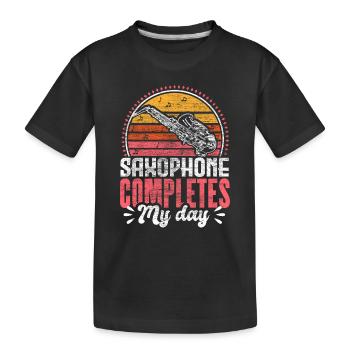 Saxophone Blues Concert Gift - Kids' Premium Organic T-Shirt - black - Front